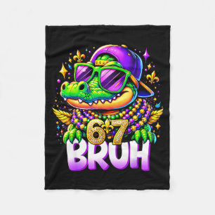 67 Mardi Gras Alligator Mardigator Six Seven Bruh Fleece Blanket