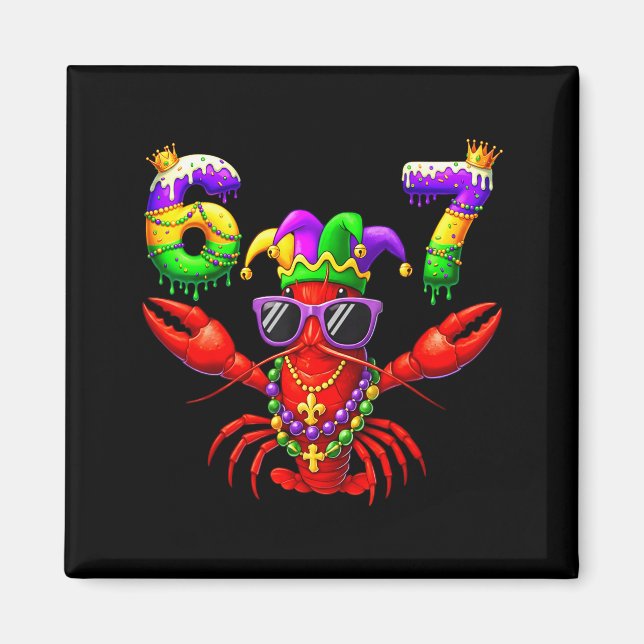 67 Mardi Gras Crawfish Beads Six Seven Carnival Bo Magnet (Front)