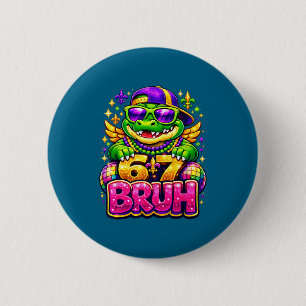 67 mardi gras party alligator mardigator six seven 2 inch round button