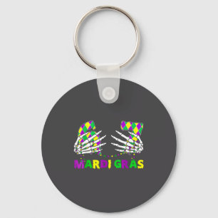 67 Mardi Gras Skeleton Hands Fleur De Lis 6 7 Meme Keychain