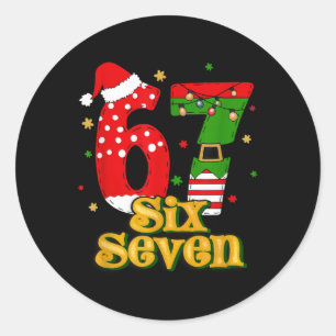 67 Mas Meme Candy Cane Six Seven Kids Men Women Ch Classic Round Sticker