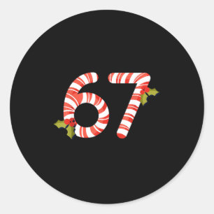 67 Mas Meme Candy Cane Six Seven Kids Men Women Ch Classic Round Sticker