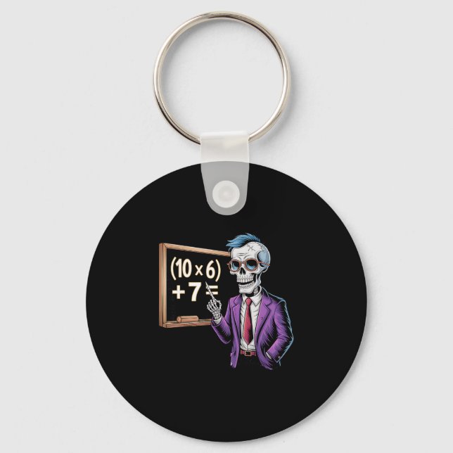 67 Math Teacher Meme Brainrot Six Seven Halloween  Keychain (Front)