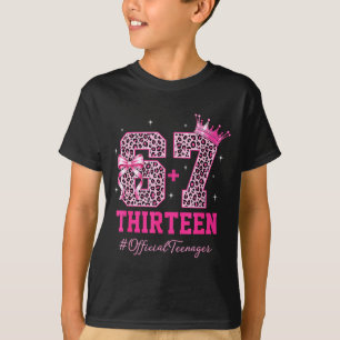 67 Meme 13th Birthday Girl Leopard Nk Bow Cute Tee