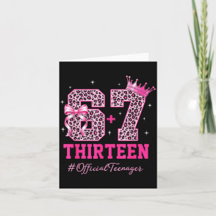 67 Meme 13th Birthday Girl Leopard Nk Bow Cute Tee Card