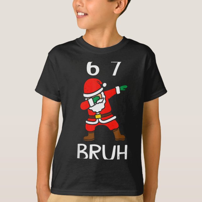 67 Meme 6 7 Funny Christmas Dabbing Santa Six Seve T-Shirt (Front)
