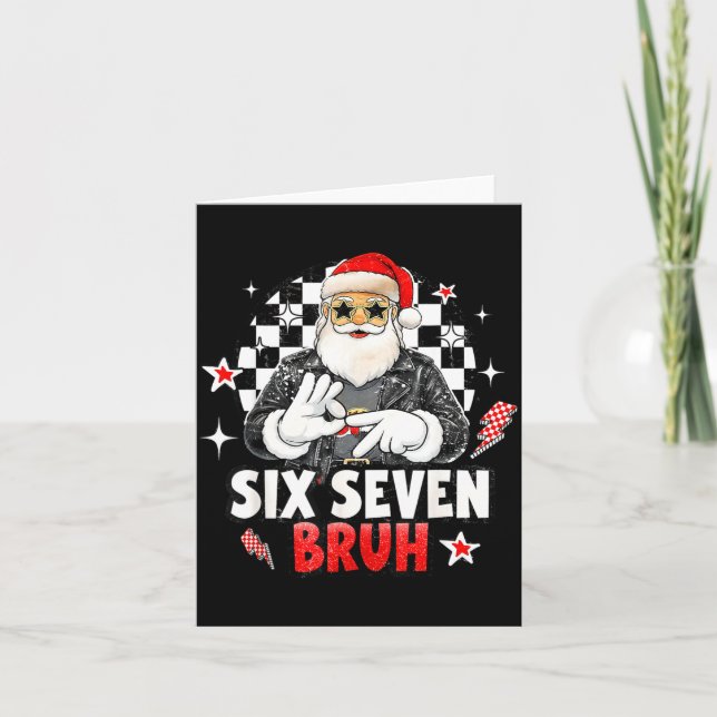 67 Meme 6 7 Funny Christmas Santa Rock On Six Seve Card (Front)