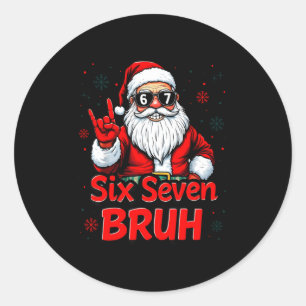 67 Meme 6 7 Funny Christmas Santa Rock On Six Seve Classic Round Sticker
