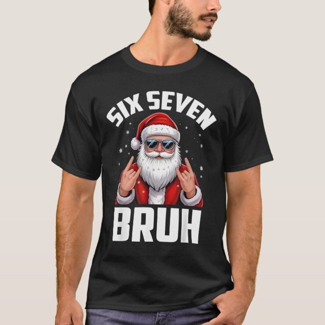 67 Meme 6 7 Funny Christmas Santa Rock On Six Seve T-Shirt (Front)