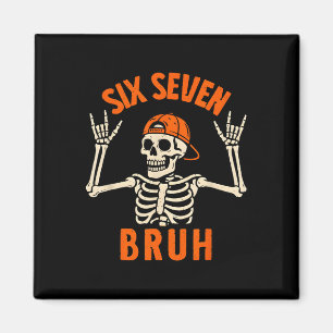 67 Meme 6 7 Funny Halloween Skeleton Rock On Six S Magnet