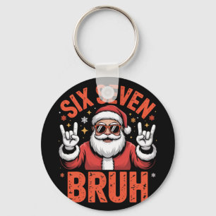 67 Meme 6 7 Funny Santa Christmas Six Seven Bruh  Keychain