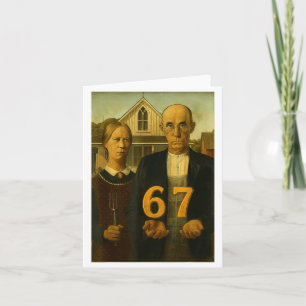67 Meme American Gothic Art Six Seven Gen Alpha Sl Card