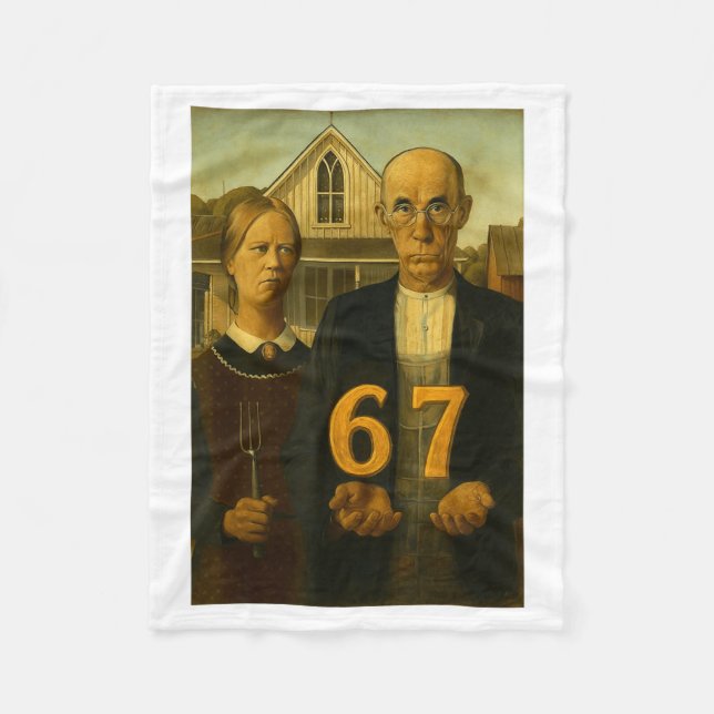 67 Meme American Gothic Art Six Seven Gen Alpha Sl Fleece Blanket (Front)