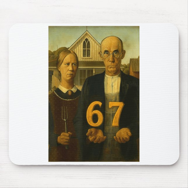67 Meme American Gothic Art Six Seven Gen Alpha Sl Mouse Pad (Front)