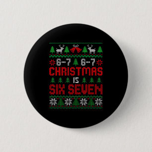 67 Meme Boy Funny Six Seven Ugly Christmas Sweater 2 Inch Round Button