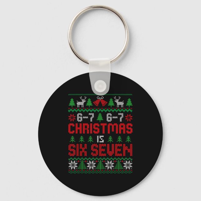 67 Meme Boy Funny Six Seven Ugly Christmas Sweater Keychain (Front)