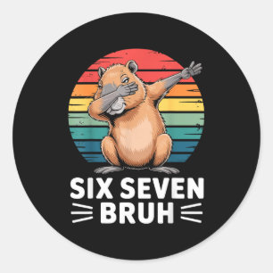 67 Meme Capybara Funny Six Seven Bruh Humor For Ki Classic Round Sticker