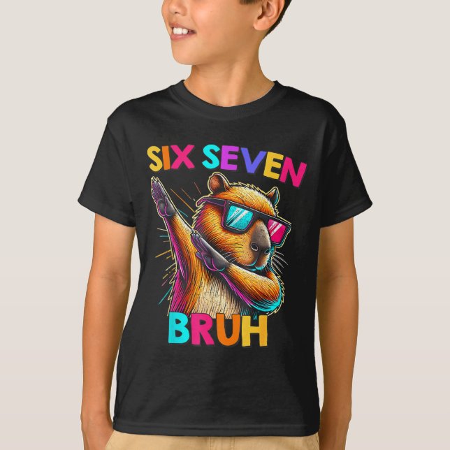 67 Meme Capybara Six Seven Bruh Capybara Kids Boys T-Shirt (Front)