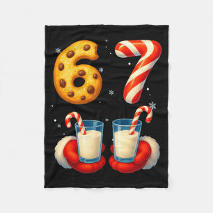 67 Meme Christmas Cookie Candy Cane Funny Six Seve Fleece Blanket