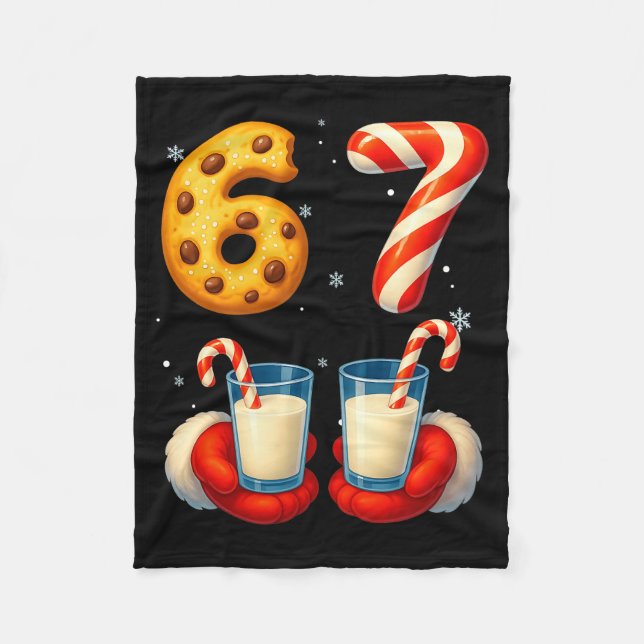 67 Meme Christmas Cookie Candy Cane Funny Six Seve Fleece Blanket (Front)