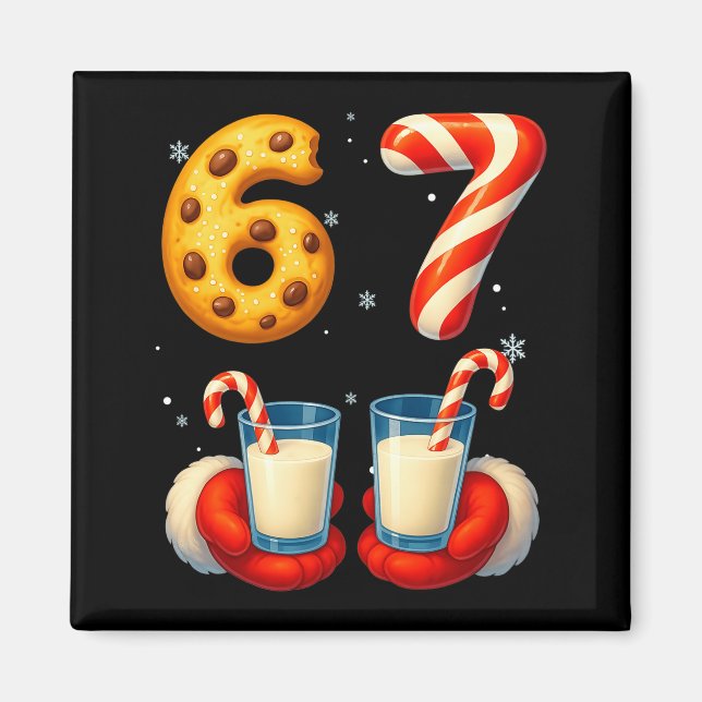 67 Meme Christmas Cookie Candy Cane Funny Six Seve Magnet (Front)