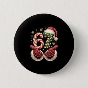 67 Meme Christmas Funny 6 7 Gen Alpha Slang Santa  2 Inch Round Button