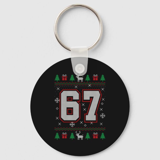 67 Meme Christmas Ornaments Ugly Sweater Xmas Cele Keychain (Front)