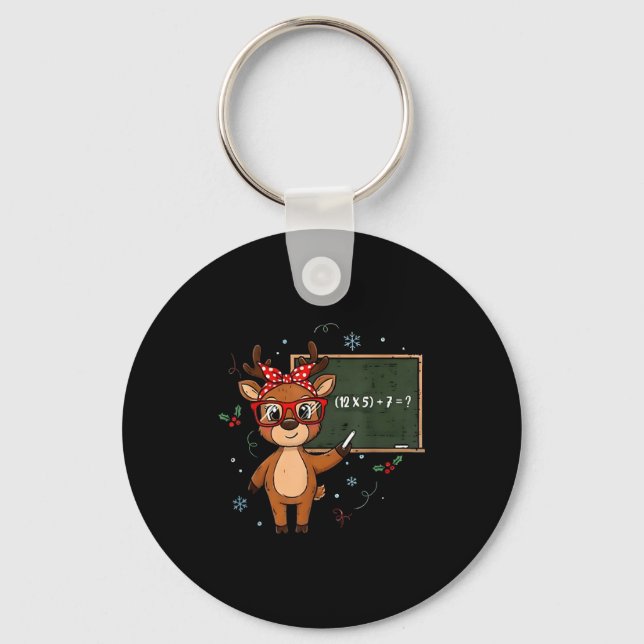 67 Meme Christmas Reindeer Funny 6 7 Teacher Men W Keychain (Front)