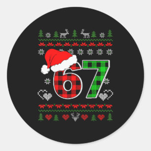 67 Meme Christmas Six Seven Xmas Ugly Sweater Men Classic Round Sticker