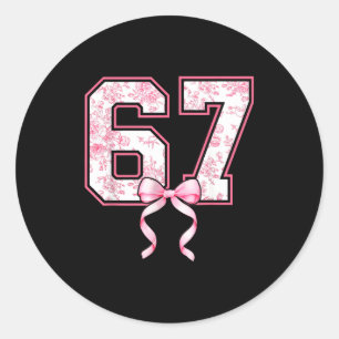 67 Meme Coquette Toile Nk Bow Funny Six Seven Girl Classic Round Sticker