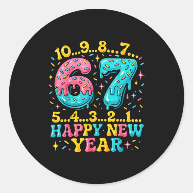 67 Meme Countdown Happy New Year Funny Drip Number Classic Round Sticker (Front)