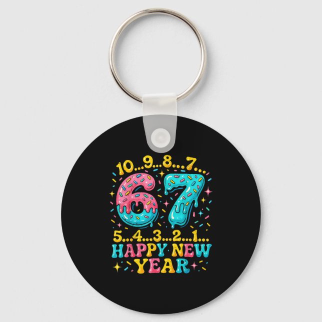 67 Meme Countdown Happy New Year Funny Drip Number Keychain (Front)