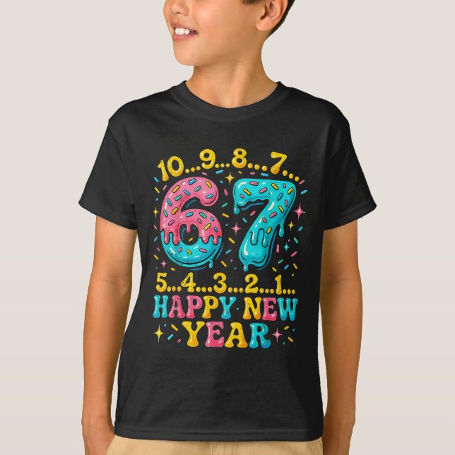 67 Meme Countdown Happy New Year Funny Drip Number T-Shirt (Front)