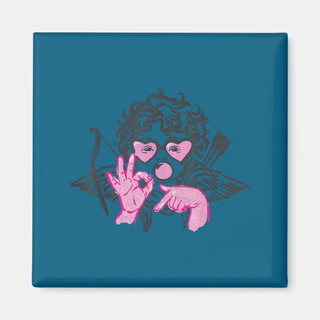 67 Meme Cud Hands Bubble Gum Six Seven Meme Valent Magnet (Front)