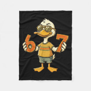 67 Meme Cute Duck 6 7 Funny Six Seven 6-7 Gen Alph Fleece Blanket