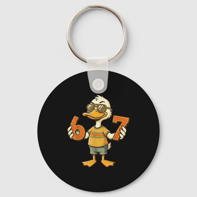 67 Meme Cute Duck 6 7 Funny Six Seven 6-7 Gen Alph Keychain (Front)