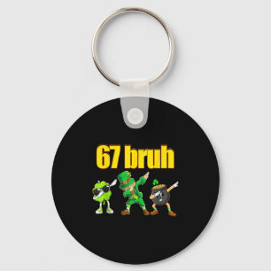 67 meme dabbing leprechaun shamrock gold pot st keychain