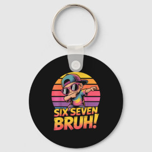 67 Meme Dabbing Six Seven 6 7 Bruh Funny Number De Keychain
