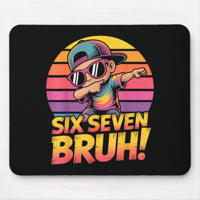 67 Meme Dabbing Six Seven 6 7 Bruh Funny Number De Mouse Pad (Front)