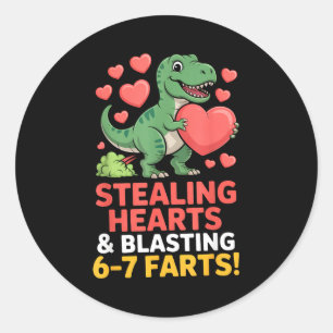 67 Meme Dinosaur Stealing Hearts 6-7 Farts Valenti Classic Round Sticker