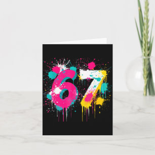 67 Meme Drip Spray Paint Six Seven 80s Bright Colo Card