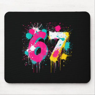 67 Meme Drip Spray Paint Six Seven 80s Bright Colo Mouse Pad