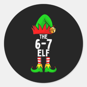 67 Meme Elf Christmas Matching Family 6-7 Brainrot Classic Round Sticker