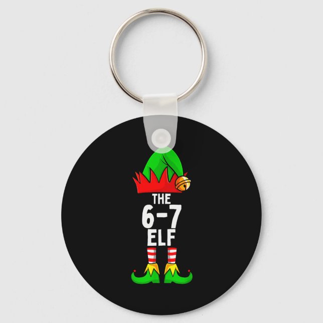 67 Meme Elf Christmas Matching Family 6-7 Brainrot Keychain (Front)
