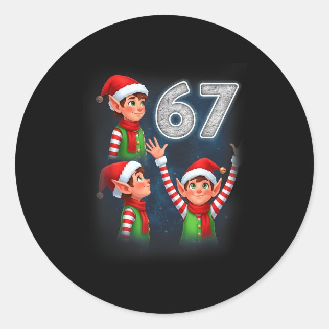 67 Meme Elf Howling At The Moon Parody Funny Chris Classic Round Sticker (Front)