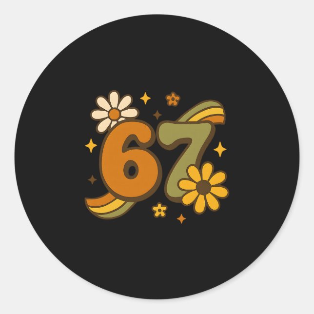 67 Meme Fall Autmn Groovy Retro 70s Six Seven Boho Classic Round Sticker (Front)