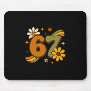 67 Meme Fall Autmn Groovy Retro 70s Six Seven Boho Mouse Pad