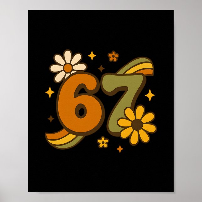 67 Meme Fall Autmn Groovy Retro 70s Six Seven Boho Poster (Front)