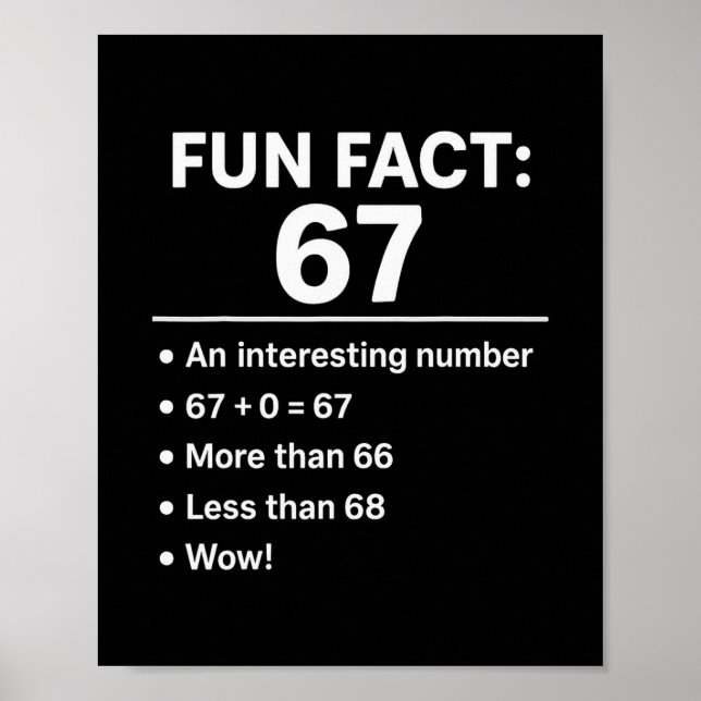 67 Meme Fun Fact - Six Seven Gen Alpha Z Funny Hum Poster (Front)