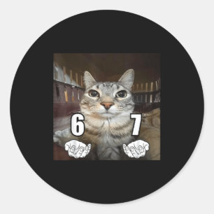 67 Meme Funny Cat Six Seven Meme 6 7 Classic Round Sticker